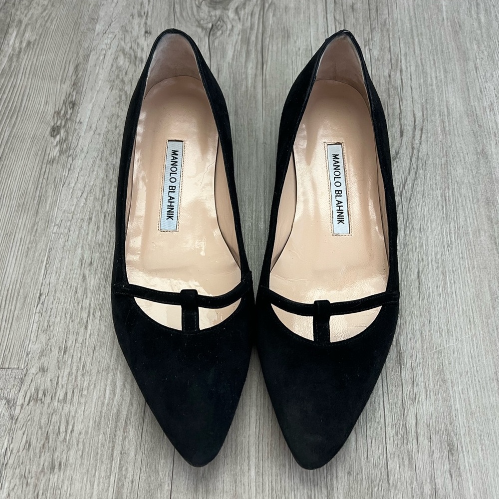 Manolo Blahnik Black Flats Sleek Minimalist Design
